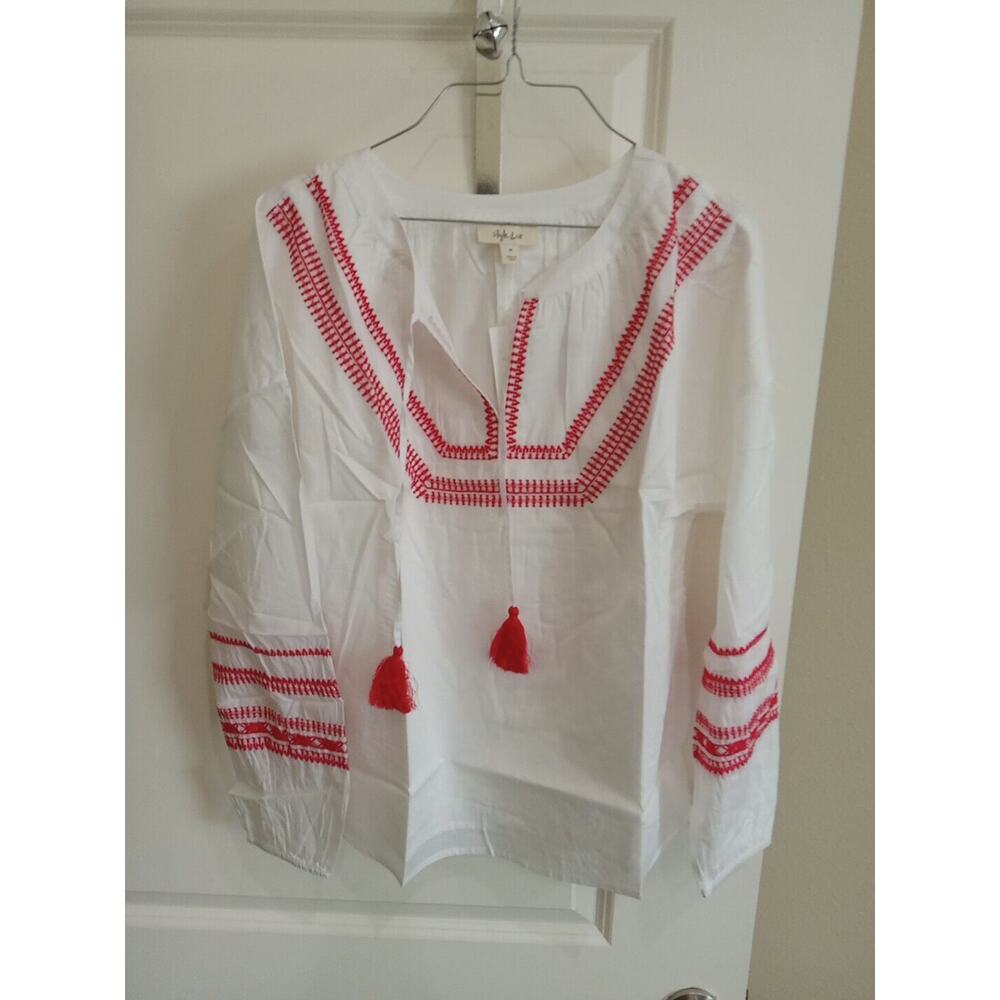 Style & Co Women's Vaca blouse White Size M
